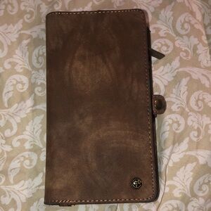 Brown Leather Wallet with Logo